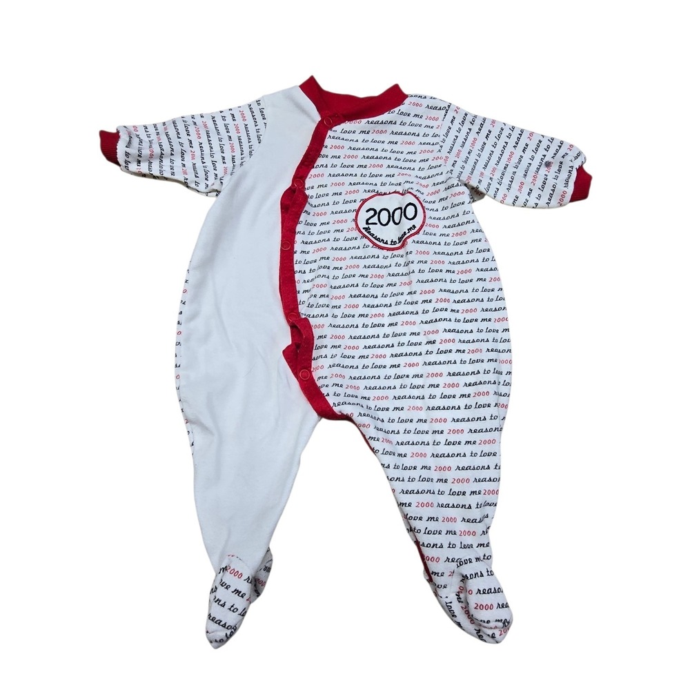 Vintage Y2K Alexis 2000 Footed Sleeper Infant 3-6 Months White Red Reasons To